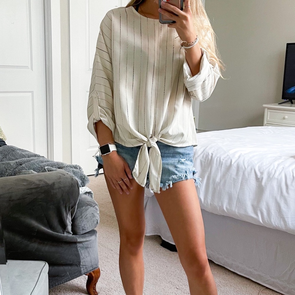 Long sleeve cream blouse